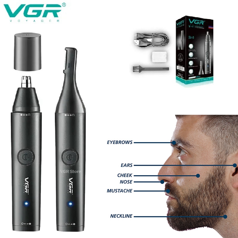 Nose Hair Trimmer - VGR-cortador de pelo de nariz lavable,