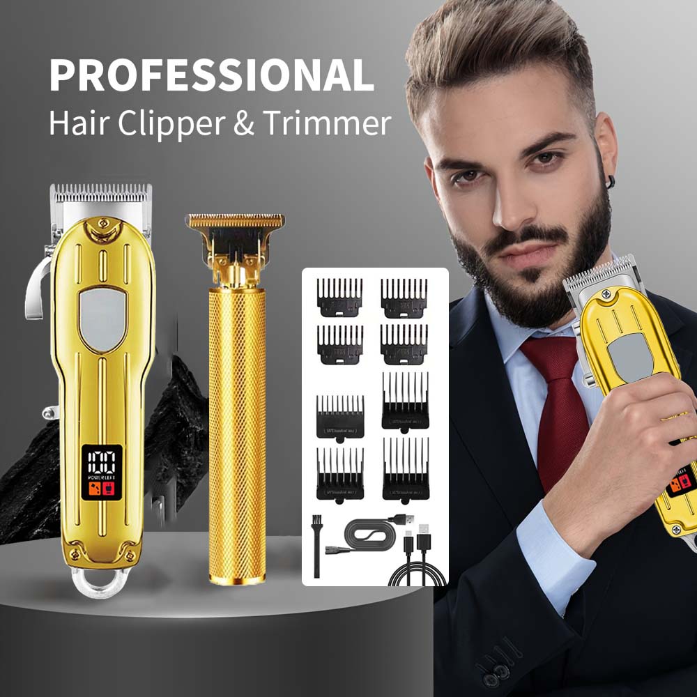 Beard Trimmer Cordless - Juego de cortapelos eléctrico 2 en