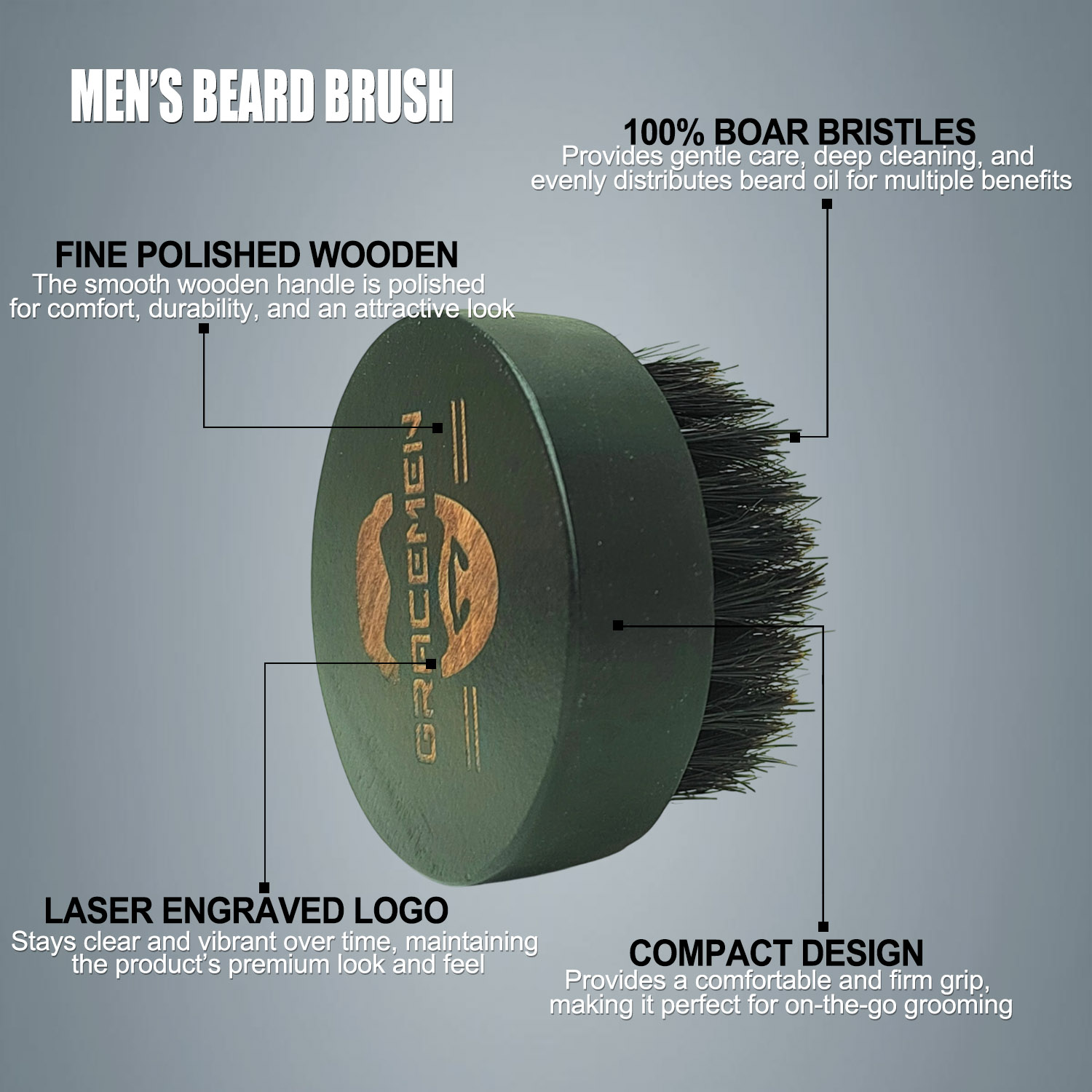 Cepillo de barba redondo para  - Men'S Grooming Facial reseña y precio
